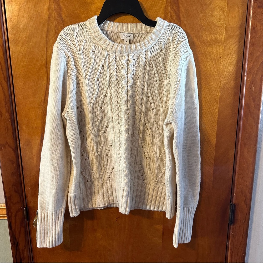 J. Crew Cream Cable Crewneck Sweater